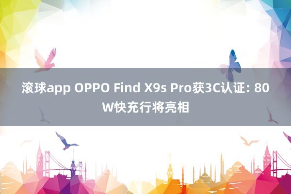 滚球app OPPO Find X9s Pro获3C认证: 80W快充行将亮相
