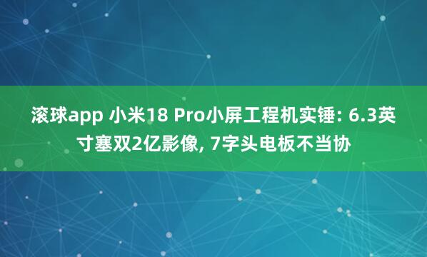滚球app 小米18 Pro小屏工程机实锤: 6.3英寸塞双2亿影像， 7字头电板不当协