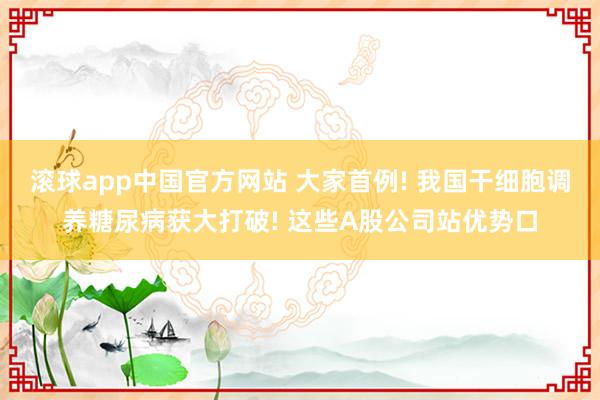 滚球app中国官方网站 大家首例! 我国干细胞调养糖尿病获大打破! 这些A股公司站优势口