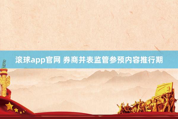 滚球app官网 券商并表监管参预内容推行期