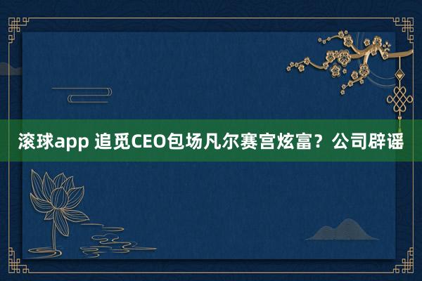 滚球app 追觅CEO包场凡尔赛宫炫富？公司辟谣