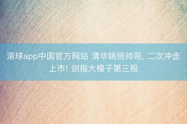 滚球app中国官方网站 清华姚班帅哥， 二次冲击上市! 剑指大模子第三股
