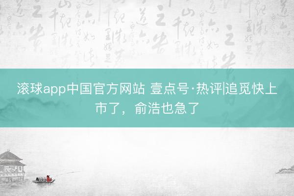 滚球app中国官方网站 壹点号·热评|追觅快上市了，俞浩也急了