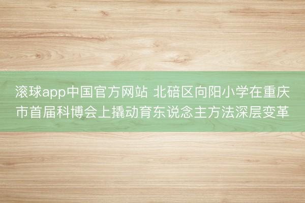 滚球app中国官方网站 北碚区向阳小学在重庆市首届科博会上撬动育东说念主方法深层变革