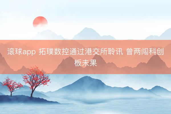 滚球app 拓璞数控通过港交所聆讯 曾两闯科创板未果