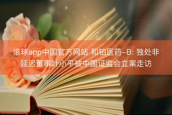 滚球app中国官方网站 和铂医药-B: 独处非延迟董事叶小平被中国证监会立案走访