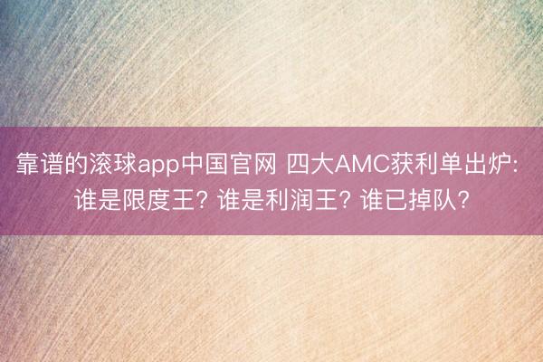 靠谱的滚球app中国官网 四大AMC获利单出炉: 谁是限度王? 谁是利润王? 谁已掉队?