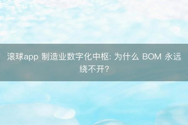 滚球app 制造业数字化中枢: 为什么 BOM 永远绕不开?