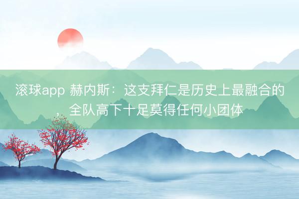 滚球app 赫内斯：这支拜仁是历史上最融合的，全队高下十足莫得任何小团体