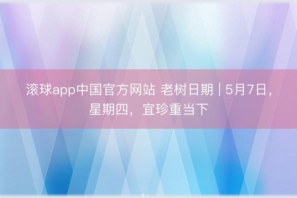 滚球app中国官方网站 老树日期 | 5月7日,星期四,宜珍重当下