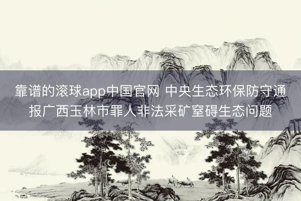 靠谱的滚球app中国官网 中央生态环保防守通报广西玉林市罪人非法采矿窒碍生态问题