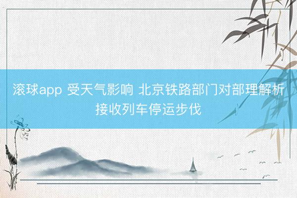 滚球app 受天气影响 北京铁路部门对部理解析接收列车停运步伐