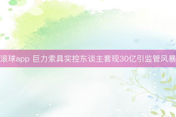 滚球app 巨力索具实控东谈主套现30亿引监管风暴