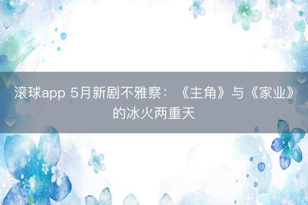 滚球app 5月新剧不雅察：《主角》与《家业》的冰火两重天