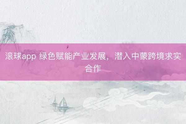 滚球app 绿色赋能产业发展，潜入中蒙跨境求实合作