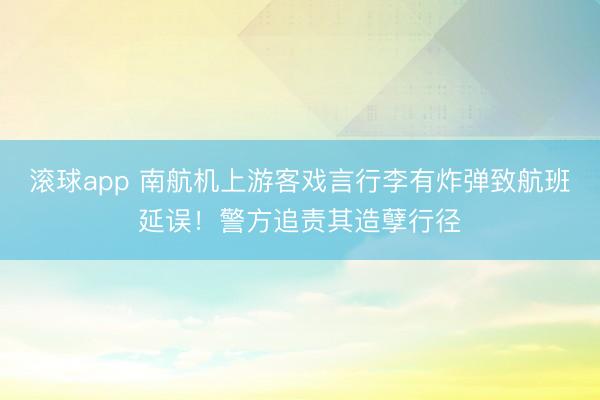 滚球app 南航机上游客戏言行李有炸弹致航班延误！警方追责其造孽行径
