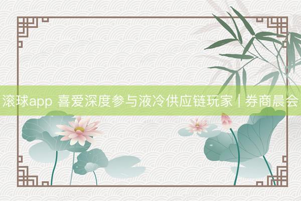 滚球app 喜爱深度参与液冷供应链玩家 | 券商晨会