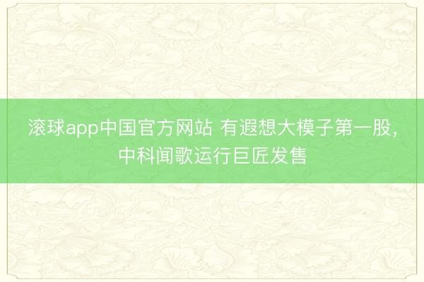 滚球app中国官方网站 有遐想大模子第一股，中科闻歌运行巨匠发售